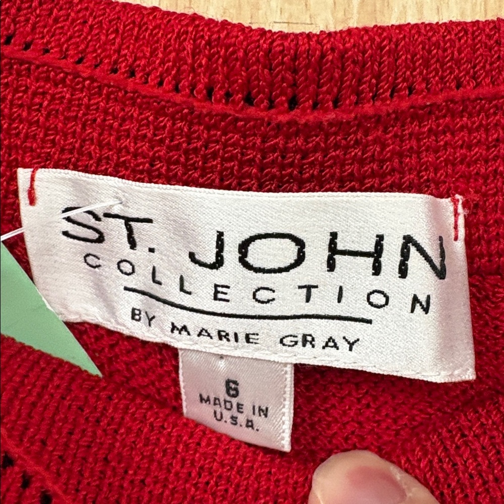 St John Collection Red Sweater Pants Size 6 - Picture 3 of 6